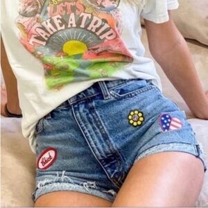 REVICE Patch Work High Rise Cutoff Jean Shorts Size 28 New with tags